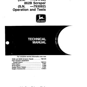 John Deere 762B 862B Scrapers Operation Test Manual TM1489 (1)