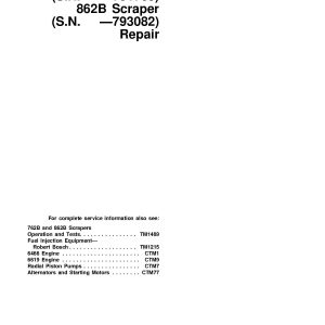 John Deere 762B 862B Scrapers Repair Manual TM1490 (1)