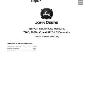 John Deere 790D 790D LC 892D LC Crawler Excavators Repair Manual TM1396 (1)