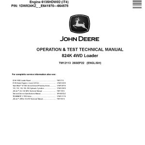 John Deere 824K 4WD Loaders Operation Test Manual TM12113 (1)