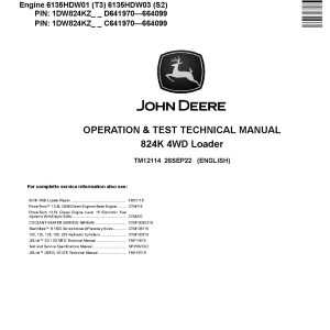 John Deere 824K 4WD Loaders Operation Test Manual TM12114 (1)