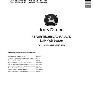 John Deere 824K 4WD Loaders Repair Manual TM12116 (1)