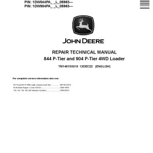 John Deere 844 904 P Tier 4WD Wheel Loaders Repair Manual TM14615X019 (1)