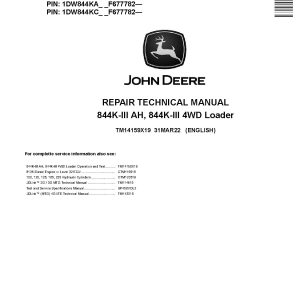 John Deere 844K III AH 4WD Loaders Repair Manual TM14159X19 (1)