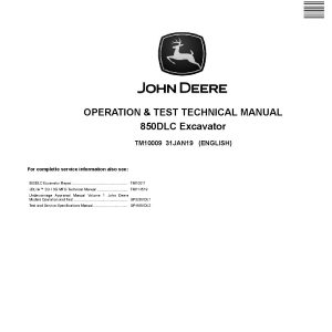 John Deere 850DLC Crawler Excavators Operation Test Manual TM10009 (1)