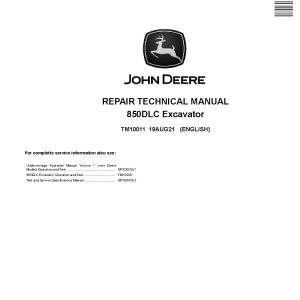 John Deere 850DLC Crawler Excavators Repair Manual TM10011 (1)