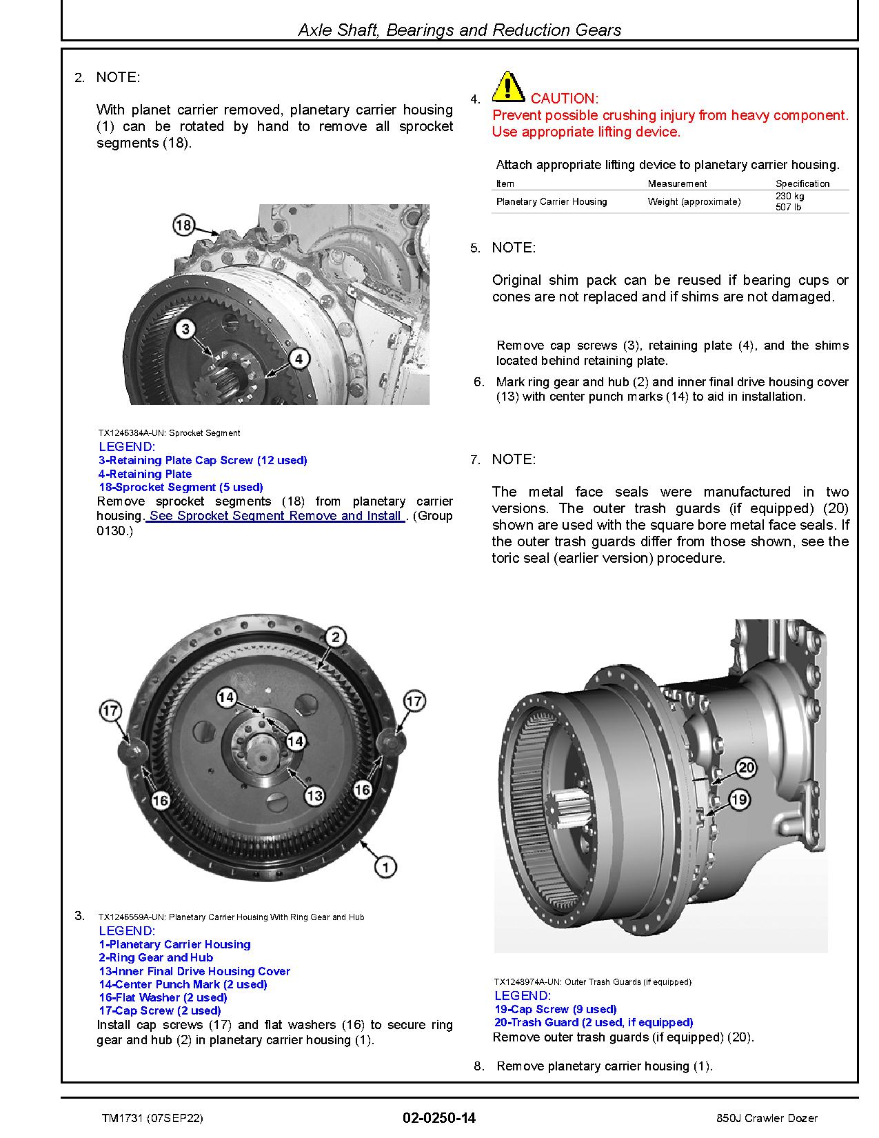John Deere 850J Crawler Dozers Repair Manual TM1731 (4)