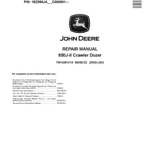John Deere 850J II Crawler Dozers Operation Test Manual TM14281X19 (1)