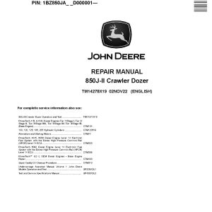 John Deere 850J II Crawler Dozers Repair Manual TM14278X19 (1)