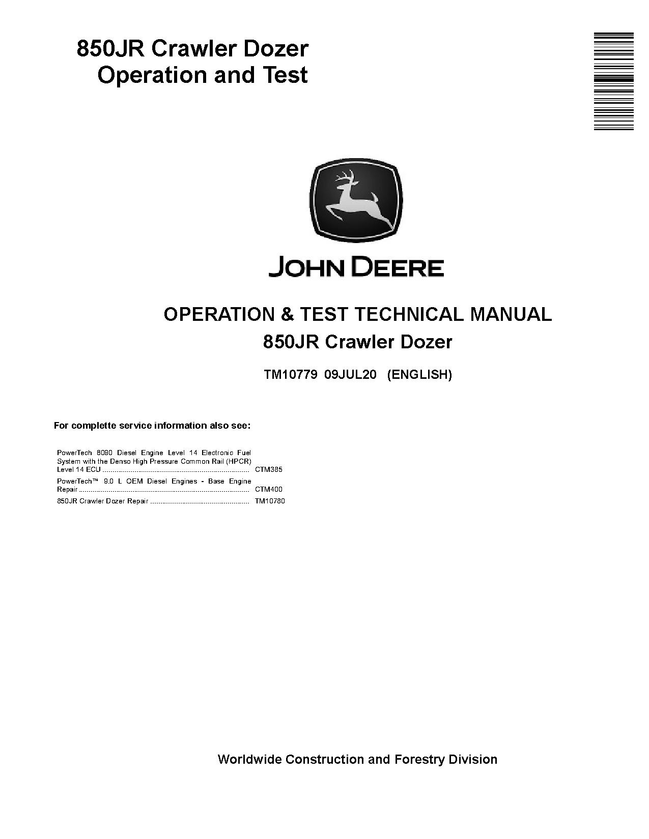 John Deere 850JR Military Crawler Dozers Operation Test Manual TM10779 (1)