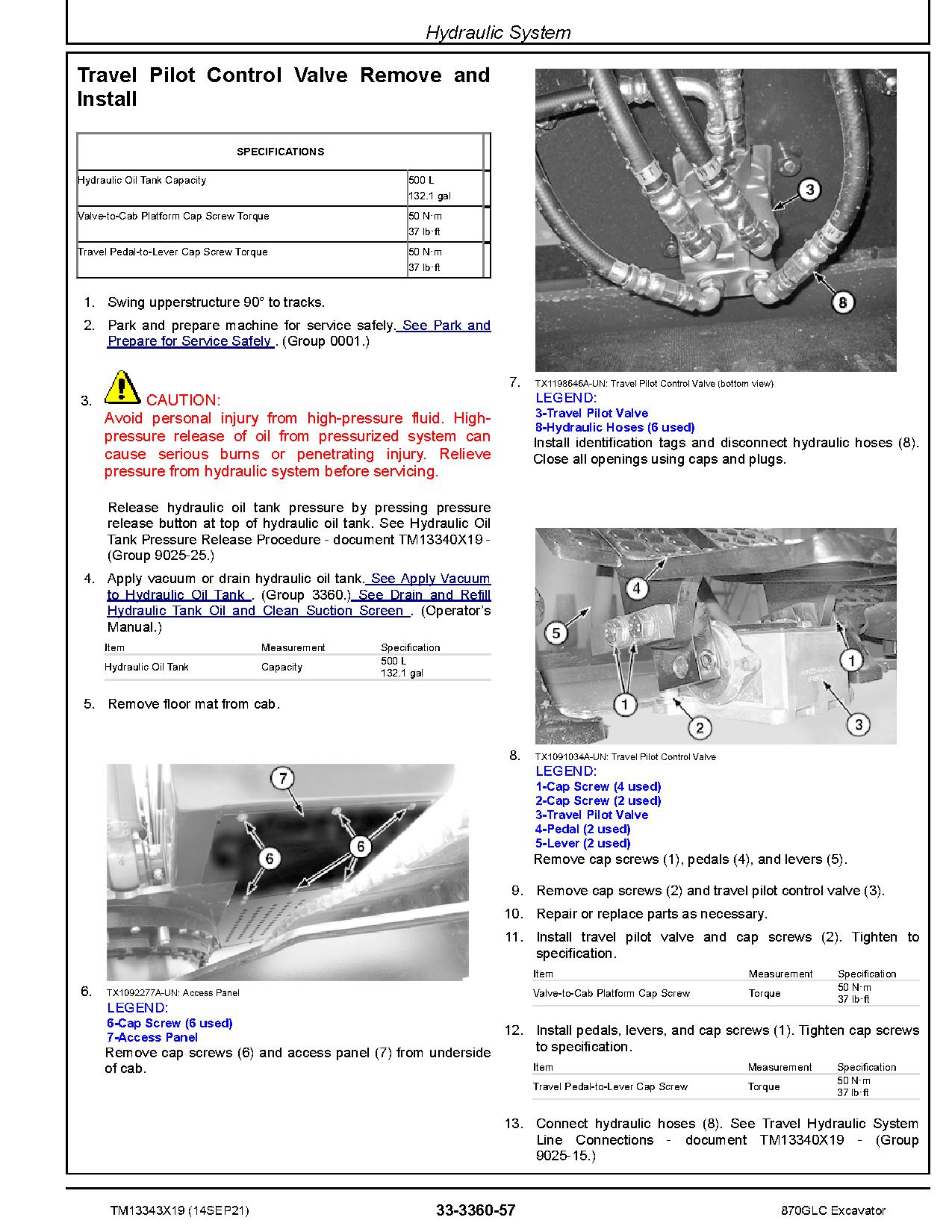 John Deere 870GLC Crawler Excavators Repair Manual TM13343X19 (2)