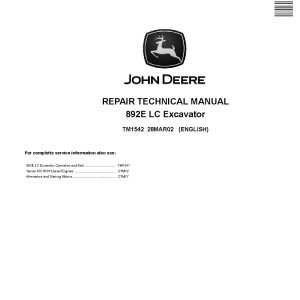 John Deere 892E LC Crawler Excavators Repair Manual TM1542 (1)