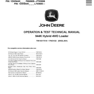 John Deere 944K Hybrid 4WD Loaders Operation Test Manual TM14317X19 (1)