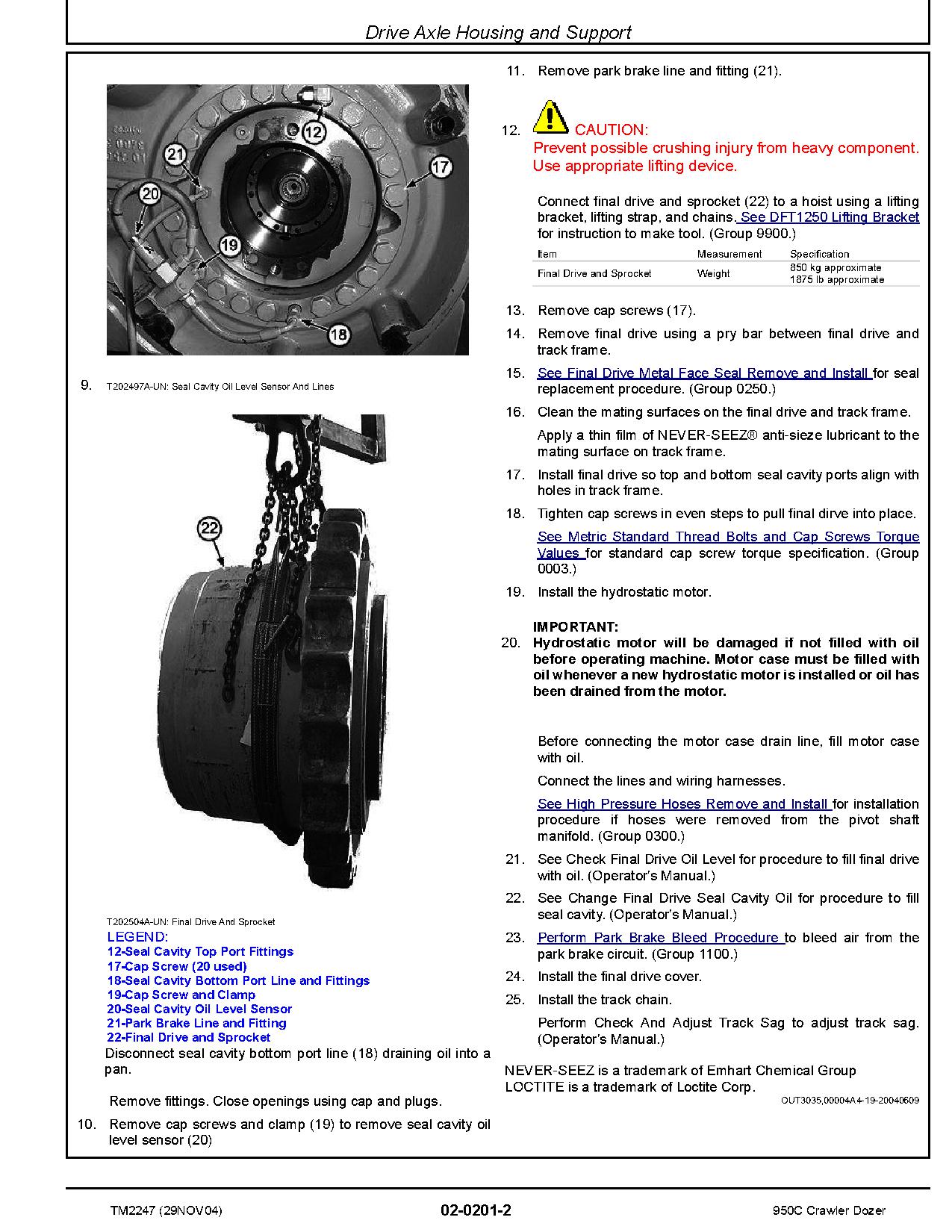 John Deere 950C Crawler Dozers Repair Manual TM2247 (2)