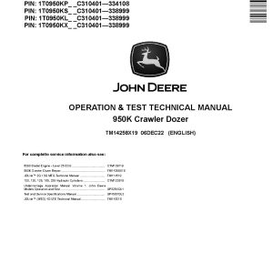 John Deere 950K Crawler Dozers Operation Test Manual TM14258X19 (1)