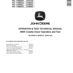John Deere 950K Crawler Dozers Operation Test Manual TM14359X19 (1)