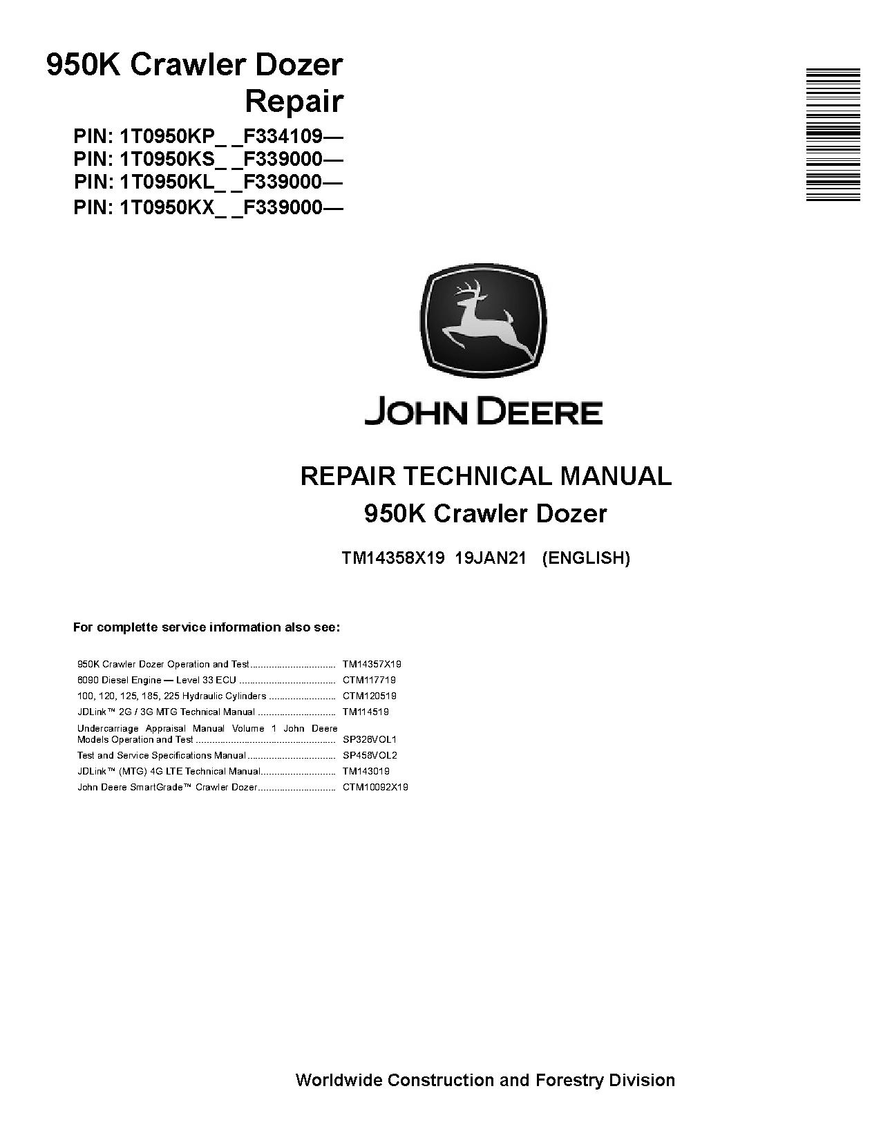 John Deere 950K Crawler Dozers Repair Manual TM14358X19 (1)