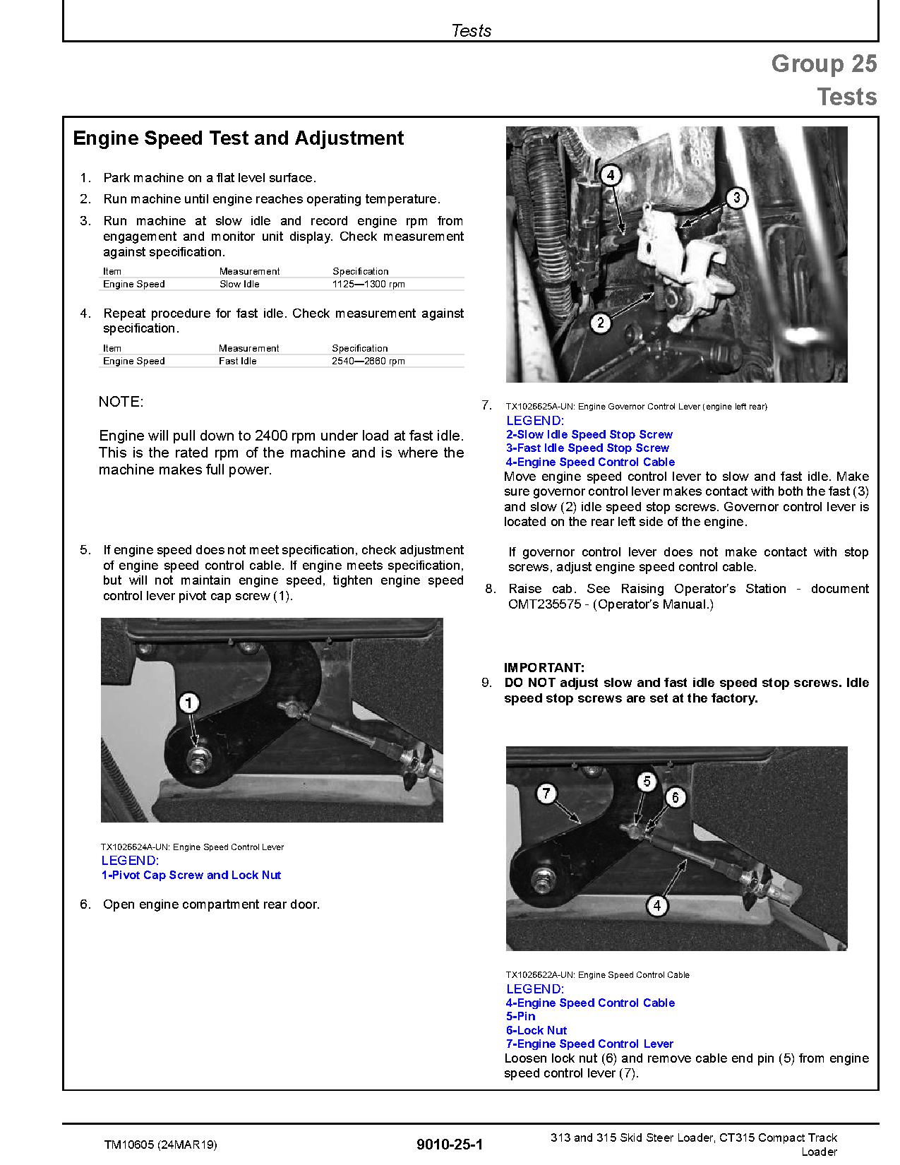 John Deere CT315 Compact Track Loaders 313 315 Skid Steer Loaders Operation Test Manual TM10605 (2)