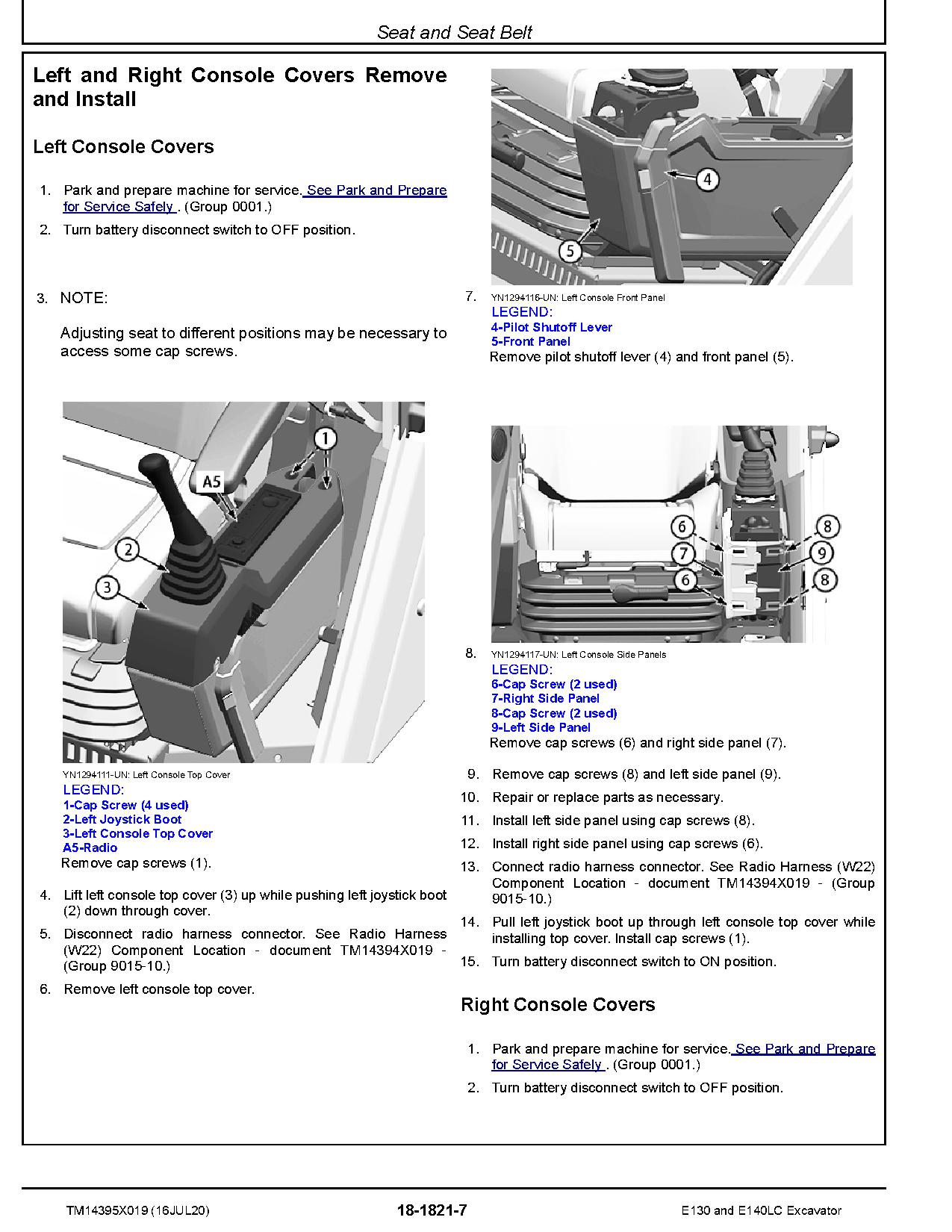 John Deere E130 E140LC Crawler Excavators Repair Manual TM14395X019 (2)