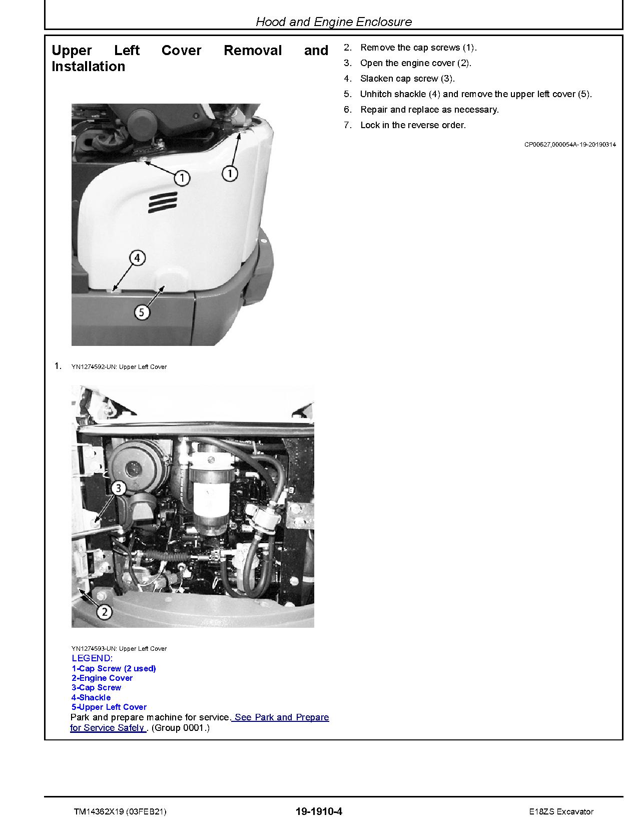 John Deere E18ZS Compact Excavators Repair Manual TM14362X19 (3)