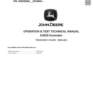 John Deere E36ZS Compact Excavators Operation Test Manual TM14416X019 (1)