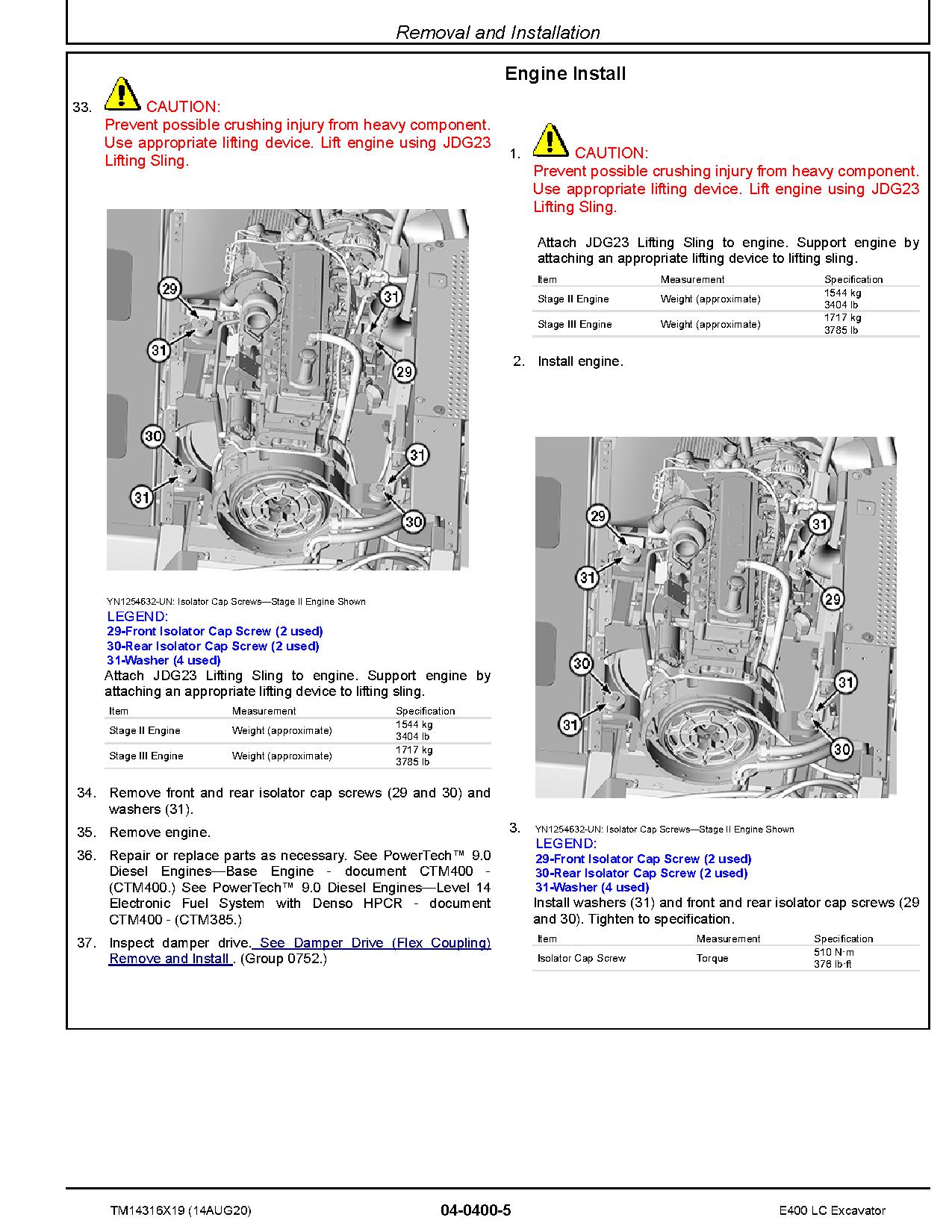 John Deere E400LC Crawler Excavators Repair Manual TM14316X19 (2)