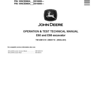 John Deere E60 E68 Compact Excavators Operation Test Manual TM14381X19 (1)