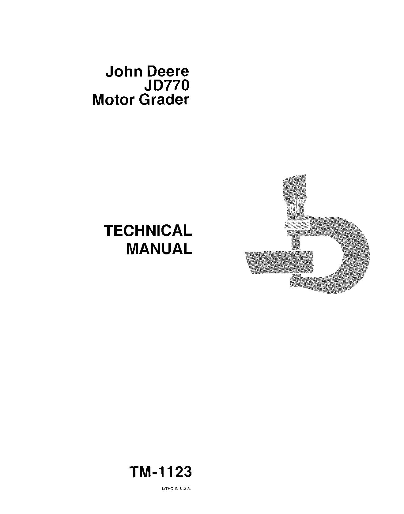 John Deere JD770 Motor Graders Technical Manual TM1123 (1)