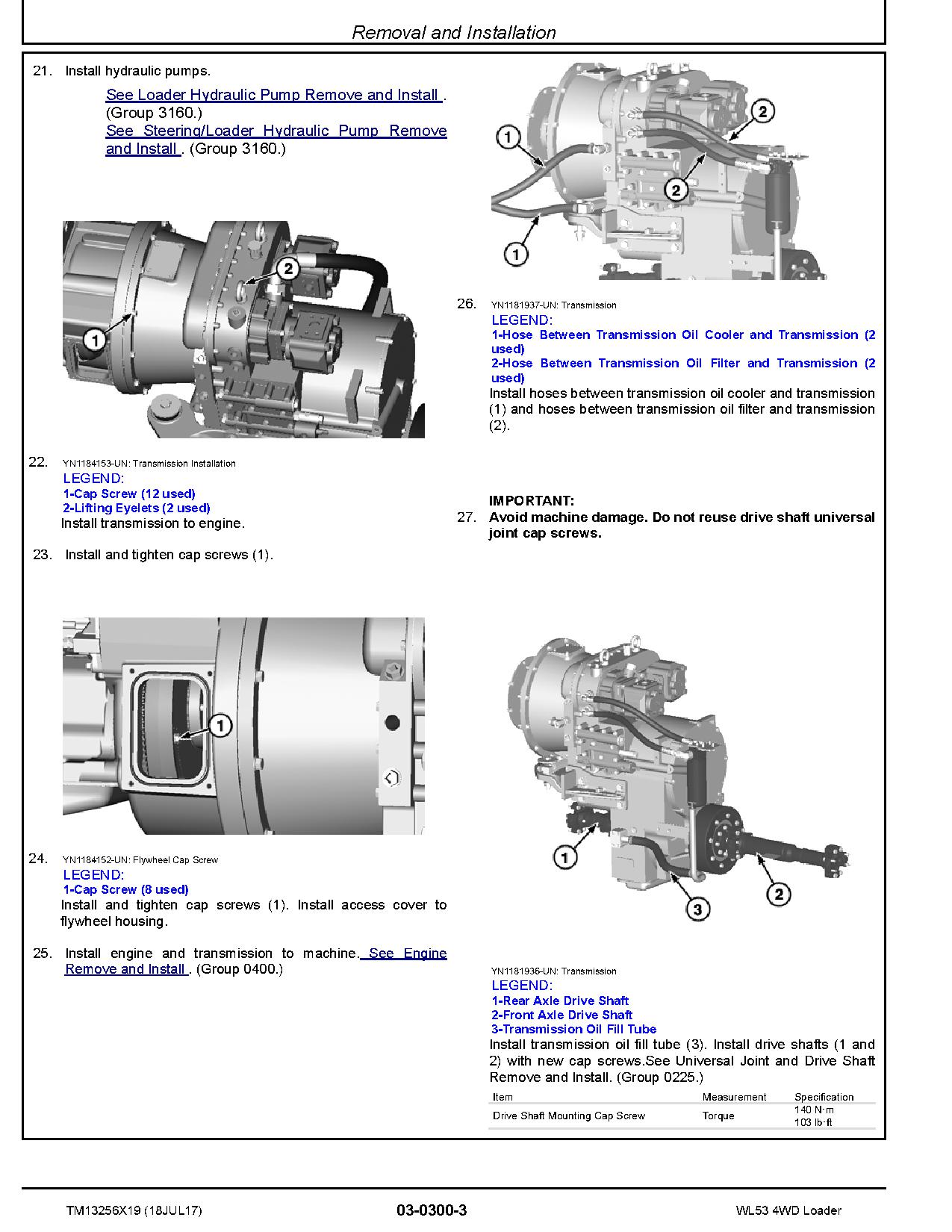 John Deere WL53 4WD Loaders Repair Manual TM13256X19 (2)