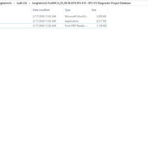 Jungheinrich Forklift LS 05 08 06.2016 EFX 410 – EFX 413 Diagnostic Project Database 1