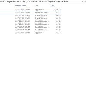 Jungheinrich Forklift LS 05 11 02.2021 EFX 410 – EFX 413 Diagnostic Project Database 1