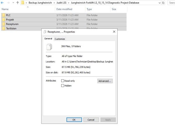 Jungheinrich Forklift LS 10 15 14 Diagnostic Project Database