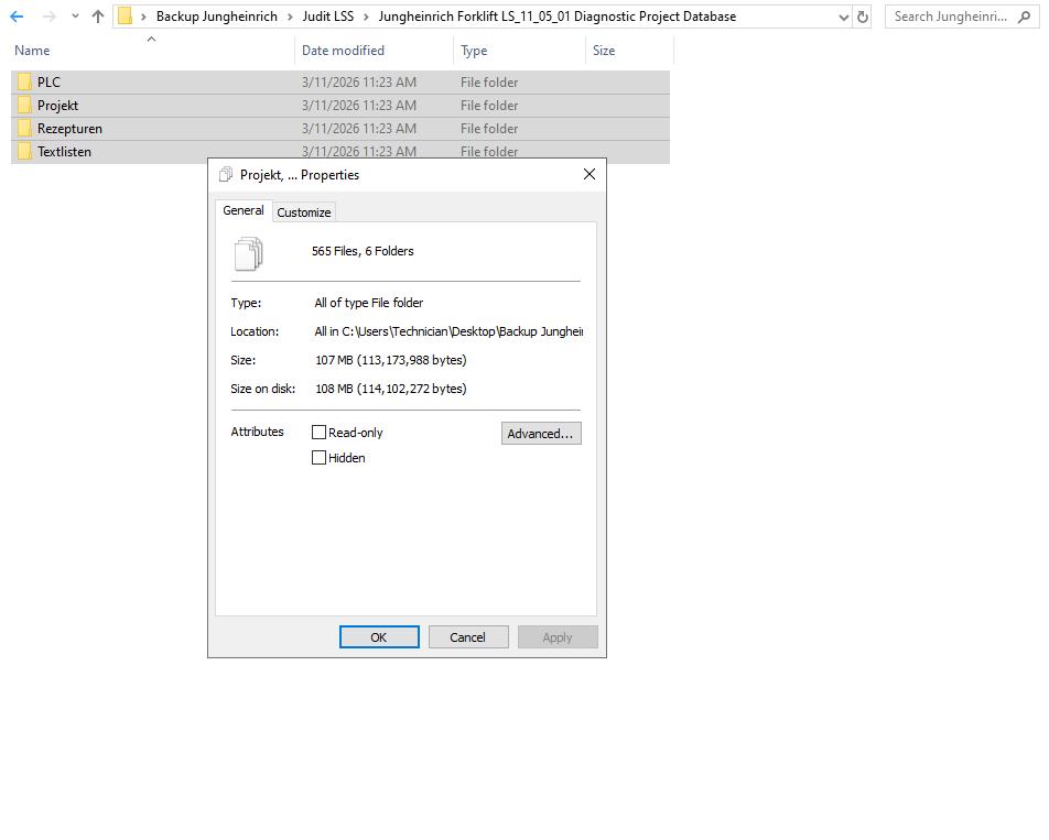 Jungheinrich Forklift LS 11 05 01 Diagnostic Project Database