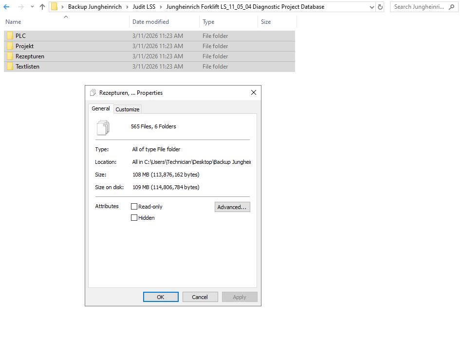 Jungheinrich Forklift LS 11 05 04 Diagnostic Project Database
