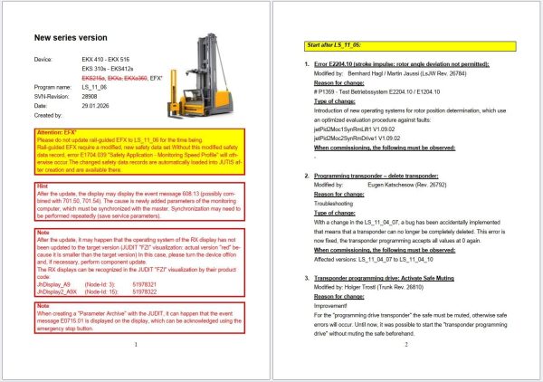 Jungheinrich Forklift LS 11 06 01.2026 EKS 310s EKS412s Diagnostic Project Database 2
