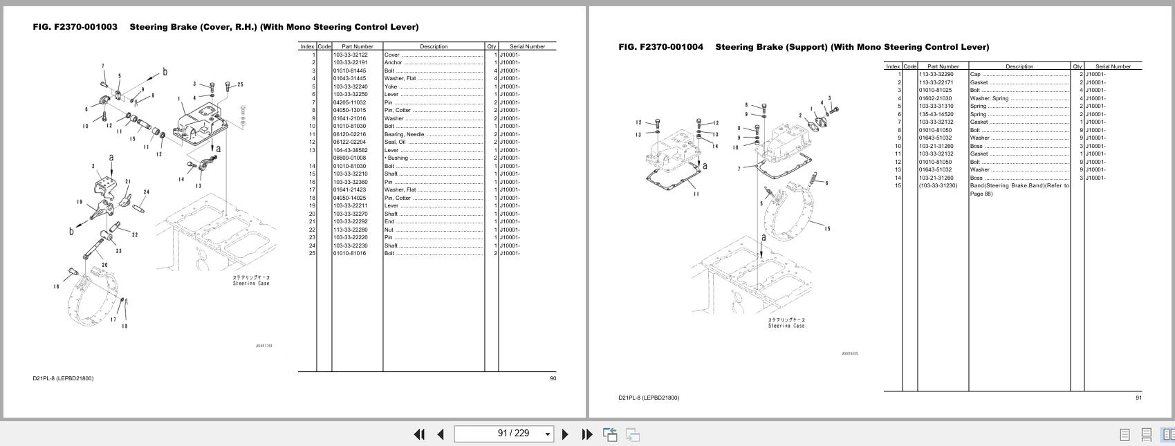 Komatsu Bulldozer D21PL 8 Parts Book LEPBD21800 2025 (2)