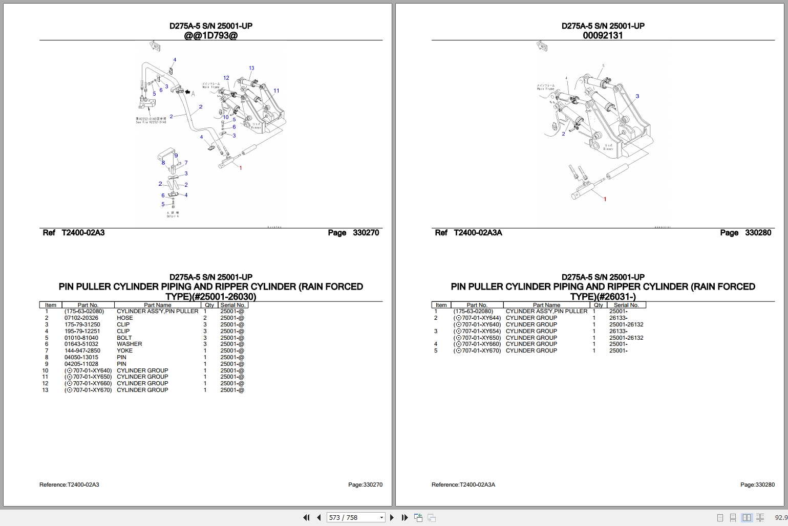 Komatsu Bulldozers D275A 5 25001 UP Spare Parts Catalog 3