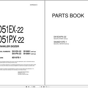 Komatsu Crawler Dozer D51PX 22 D51EX 22 Parts Book KEPB023313 2015 (1)