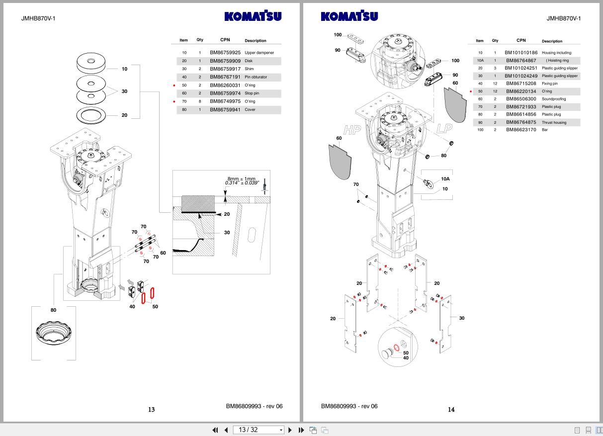 Komatsu Hydraulic Breaker JMHB870V 1 Parts Book FEN04372 06 2024 (2)