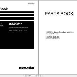 Komatsu Hydraulic Excavator HB205 2 Parts Book ZEN00045 00 2003 (1)