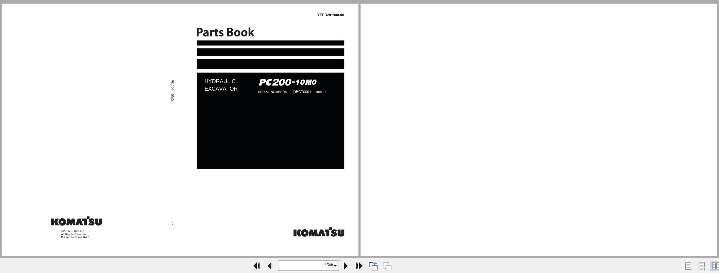 Komatsu Hydraulic Excavator PC200 10M0 Parts Book YEPB201900 00 2025 (1)