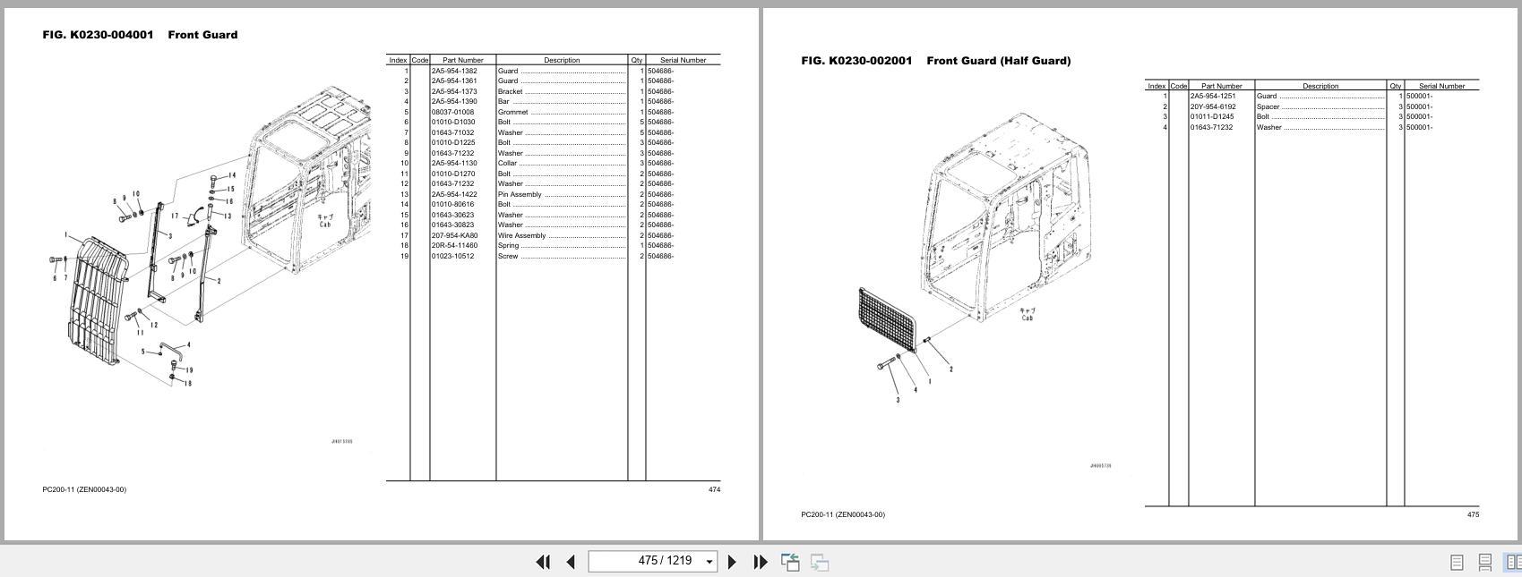 Komatsu Hydraulic Excavator PC200 11 Parts Book ZEN00043 00 2023 (2)