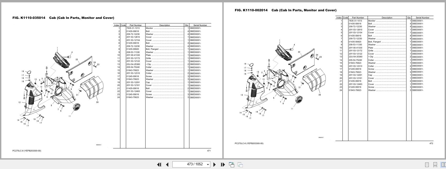 Komatsu Hydraulic Excavator PC270LC 8 Parts Book YEPB203300 00 2025 (2)