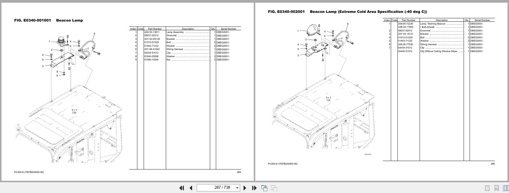 Komatsu Hydraulic Excavator PC400 8 Parts Book YEPB204000 00 V1 2025 (2)
