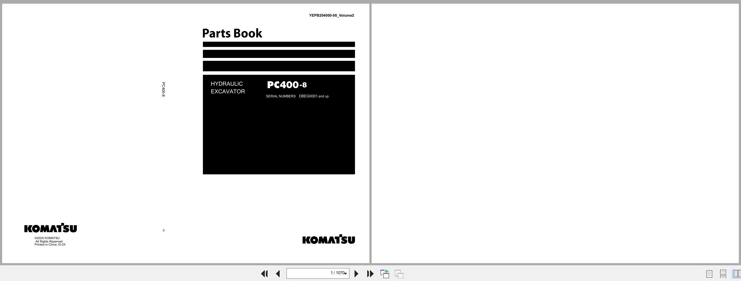 Komatsu Hydraulic Excavator PC400 8 Parts Book YEPB204000 00 V2 2025 (1)