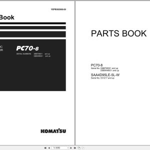 Komatsu Hydraulic Excavator PC70 8 Parts Book YEPB202900 00 2026 (1)