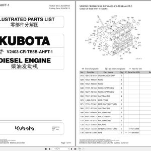 Kubota Diesel Engine V2403 CR TE5B AHFT 1 Illustrated Parts List 97898 97130 2020 (1)