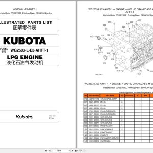 Kubota LPG Engine WG2503 L E3 AHFT 1 Illustrated Parts List 97898 95340 2019 (1)