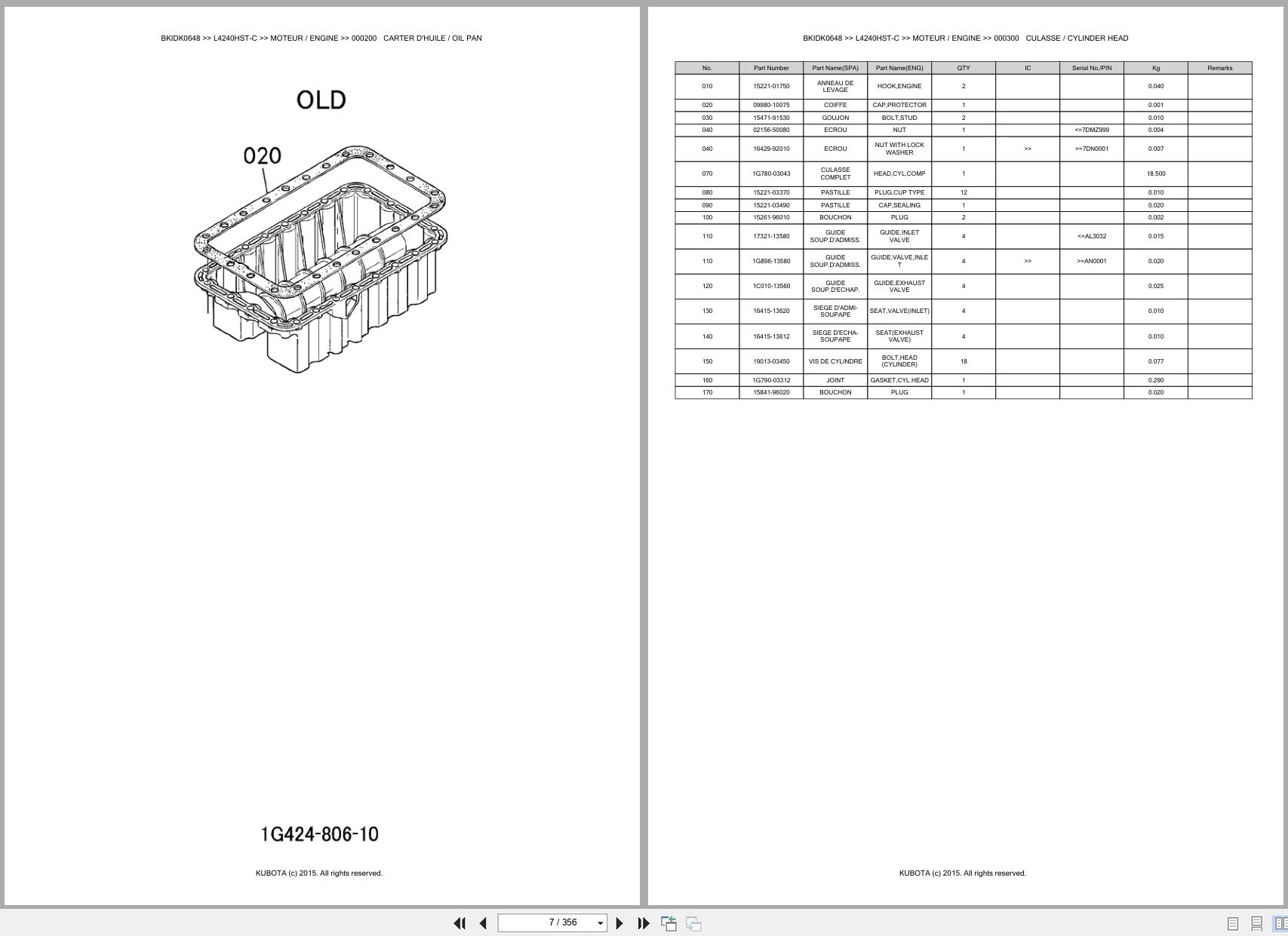 Kubota Tractor L4240HST C Spare Parts Catalog EN FR (2)