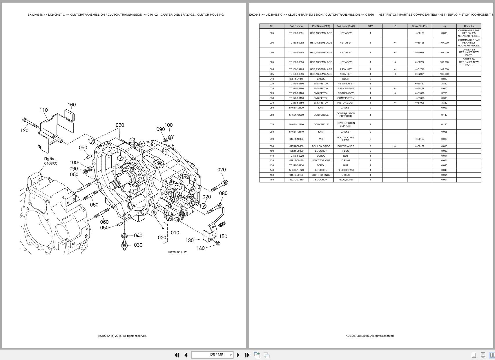 Kubota Tractor L4240HST C Spare Parts Catalog EN FR (3)